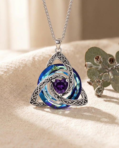 February deep purple birthstone Celtic knot necklace