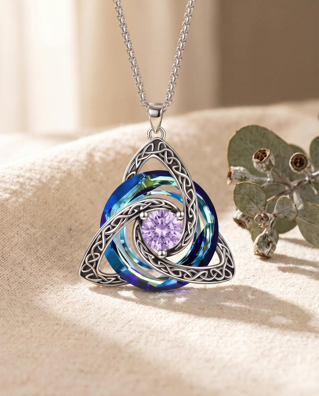 June light purple birthstone Celtic knot necklace