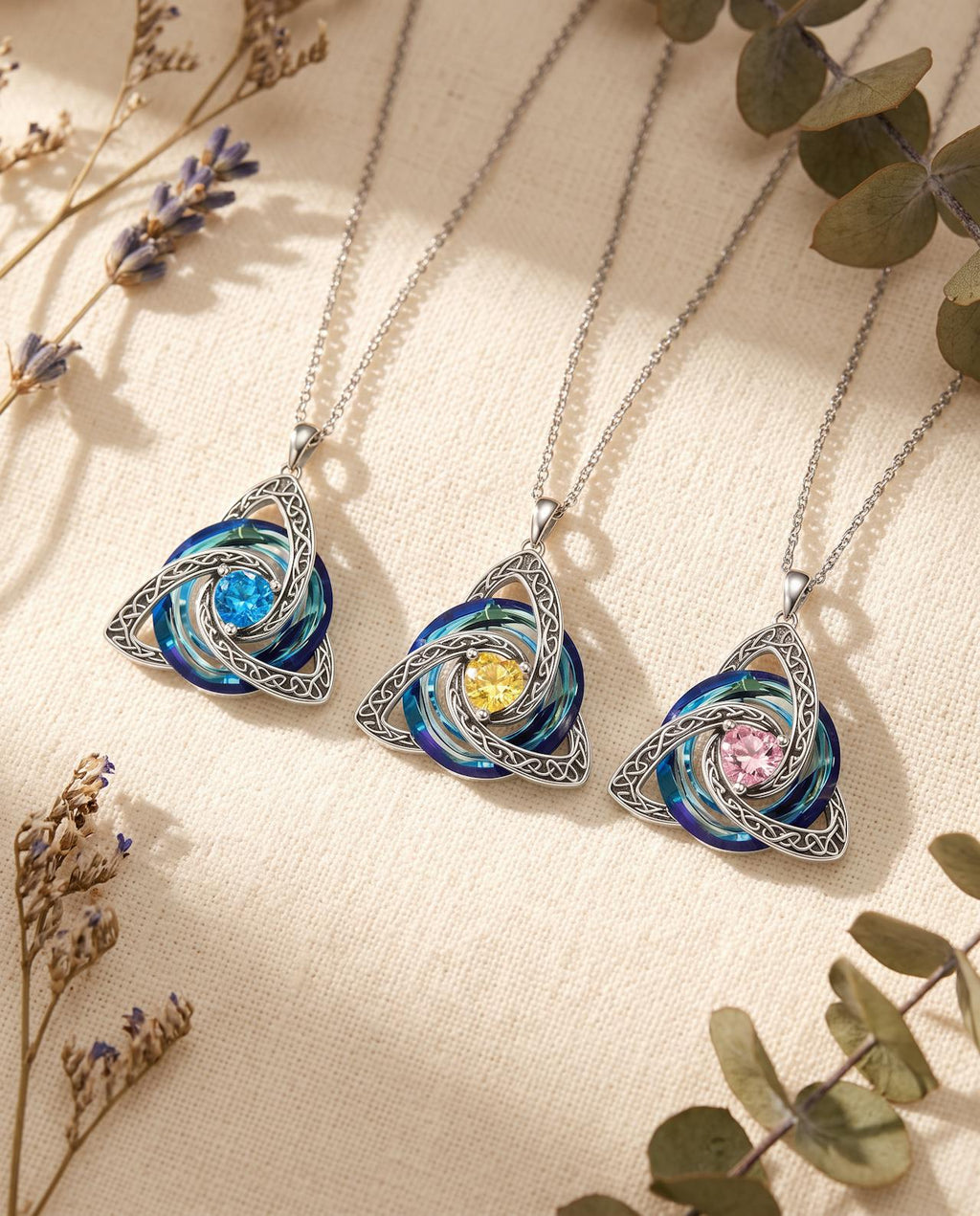 Celtic Knot Birthstone Necklace - Her Month, Her Colour